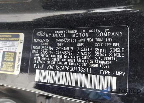 2016 Hyundai Tucson Limited from USA, damaged, VIN KM8J3CA26GU133311